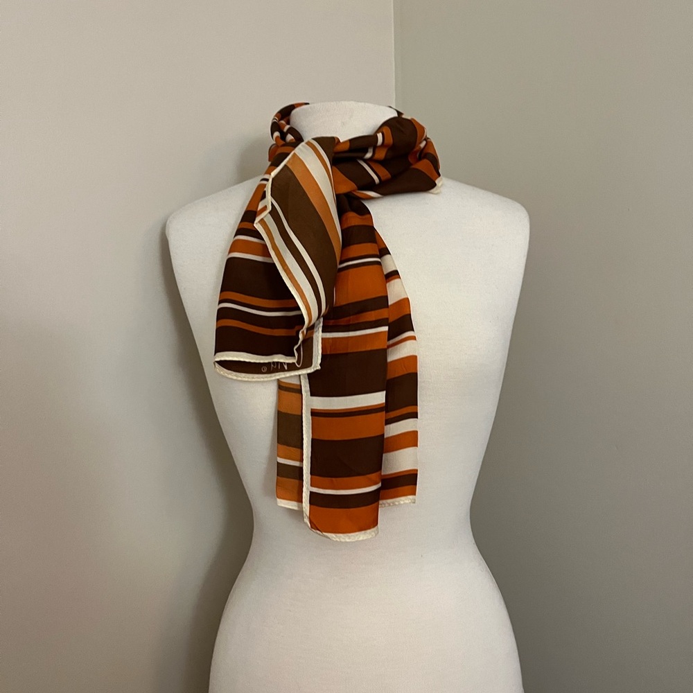 Vintage Vera Neumann Striped Brown and Orange Scarf